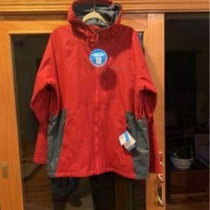Men Columbia ski coat, size large, Red